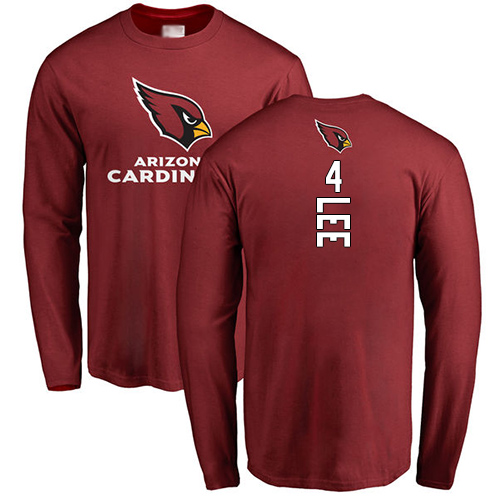 Arizona Cardinals Men Maroon Andy Lee Backer NFL Football #4 Long Sleeve T Shirt